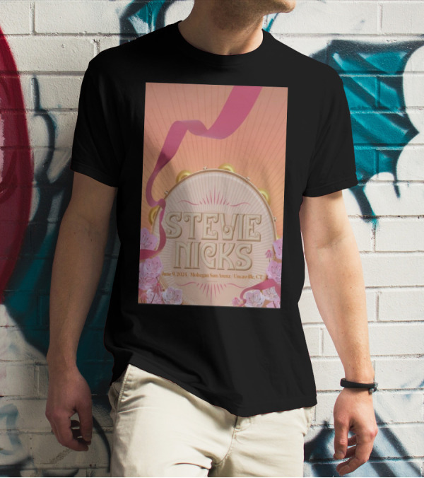 Stevie Nicks June 9 2024 Mohegan Sun Arena Uncasville CT Tambourine And Flowers T-Shirt