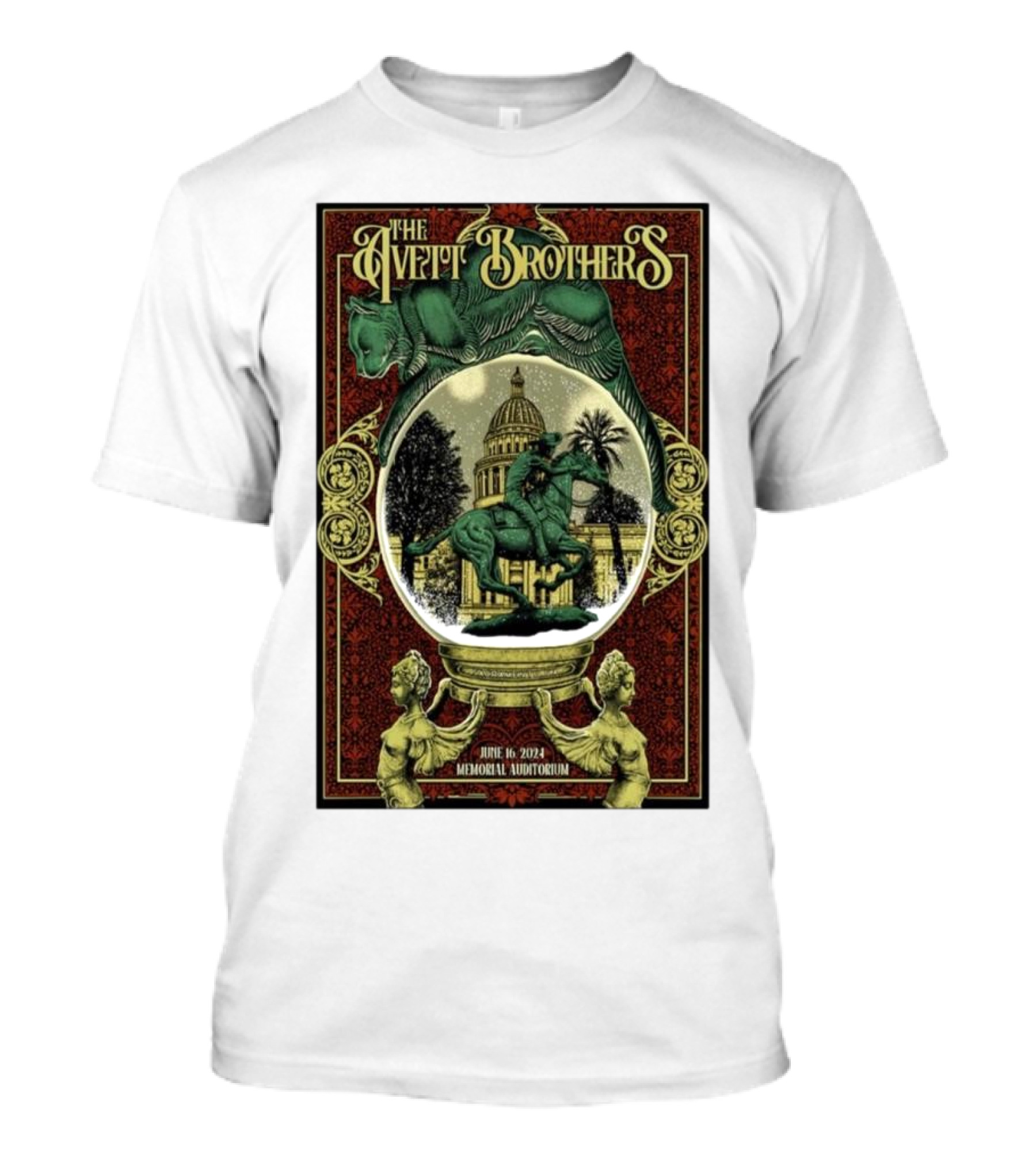 The Avett Brothers June 16 2024 Memorial Auditorium Sacramento Ca Statue Capitol T-Shirt