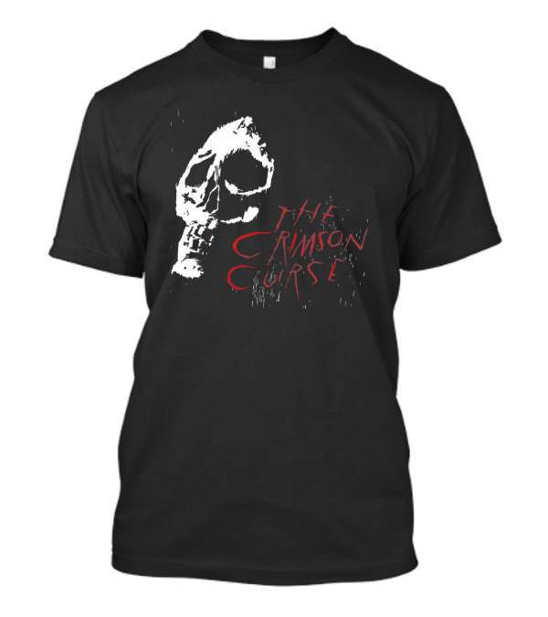 The Crimson Curse Skull White And Red Text With Skull T-Shirt