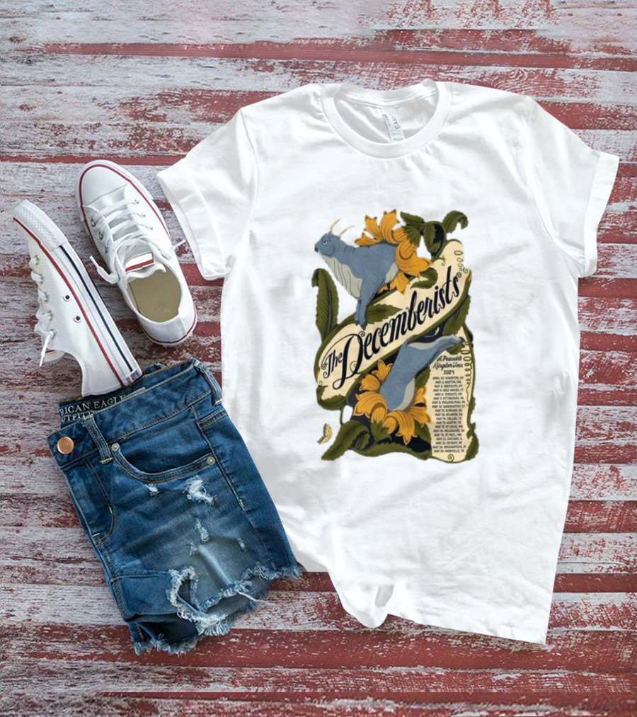 The Decemberists A Peaceable Kingdom Tour May 2024 Goat Flower Motif T-Shirt