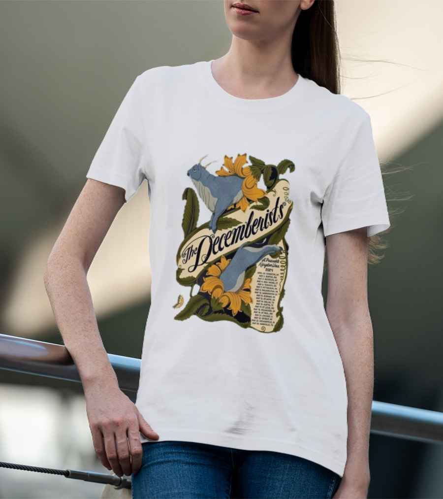 The Decemberists A Peaceable Kingdom Tour May 2024 Goat Flower Motif T-Shirt