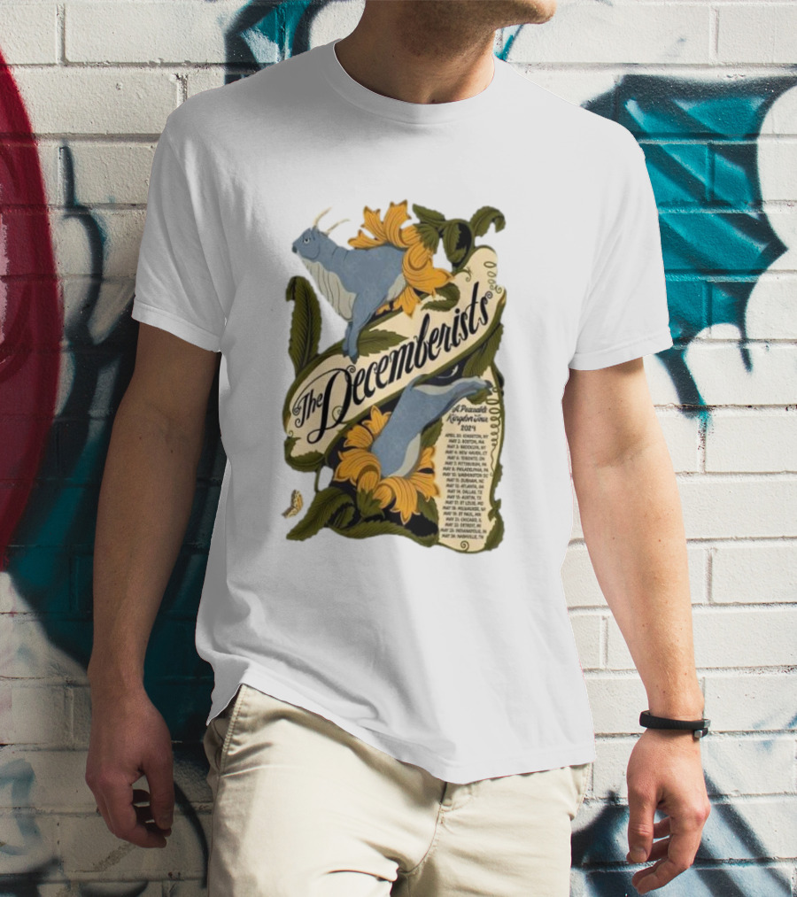 The Decemberists A Peaceable Kingdom Tour May 2024 Goat Flower Motif T-Shirt
