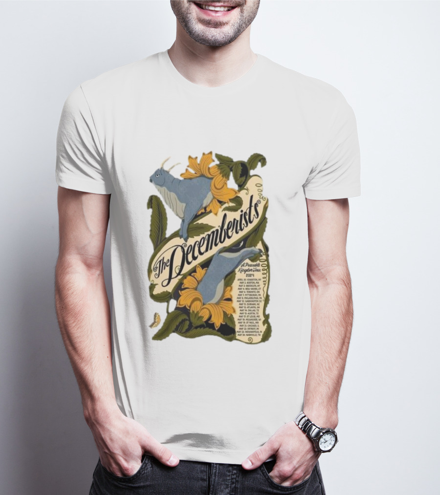 The Decemberists A Peaceable Kingdom Tour May 2024 Goat Flower Motif T-Shirt