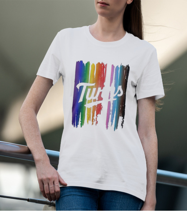 Twins Pride Day Rainbow Brush Strokes T-Shirt