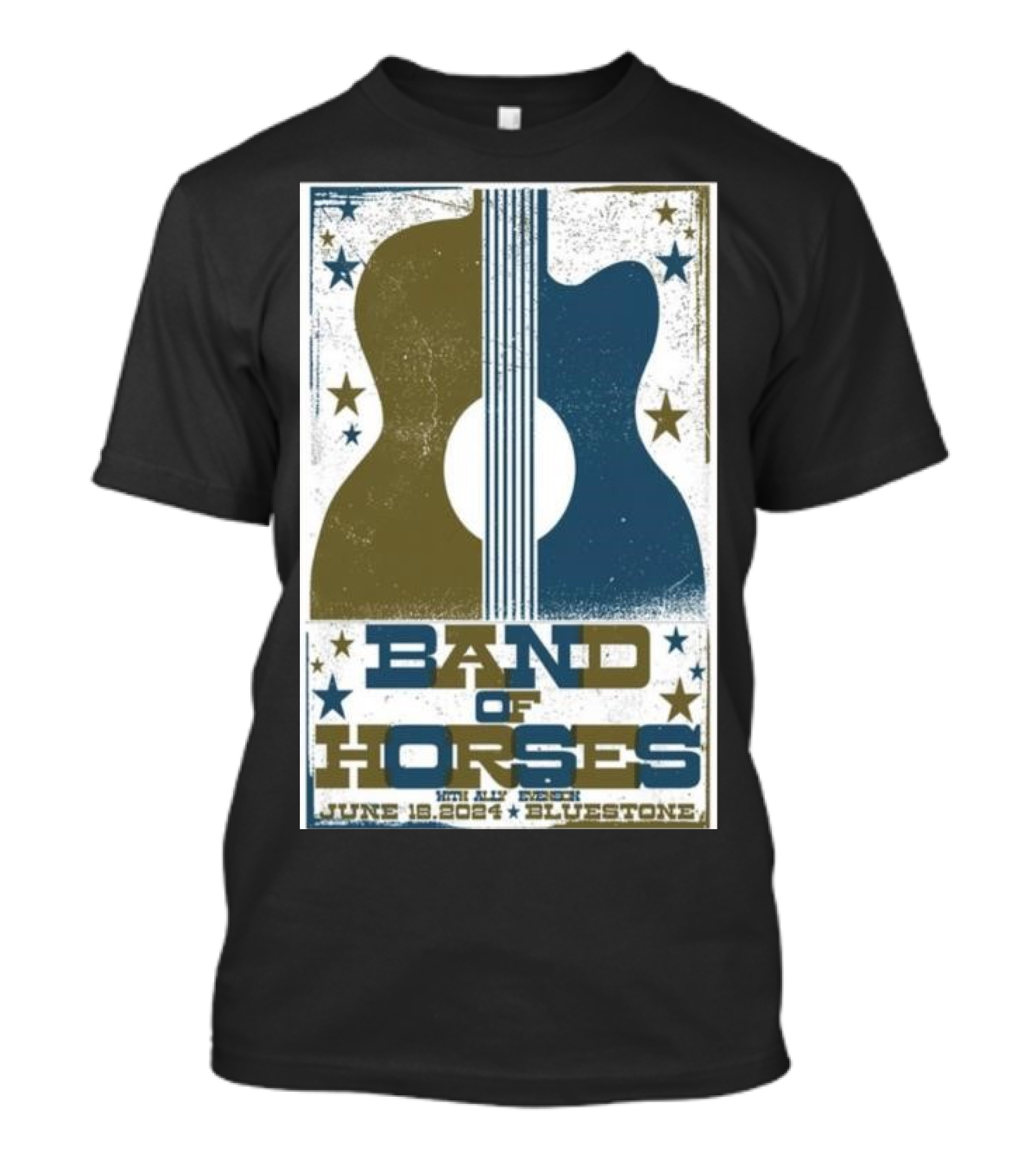 Band Of Horses June 18 2024 The Bluestone Columbus Guitar Stars T-Shirt