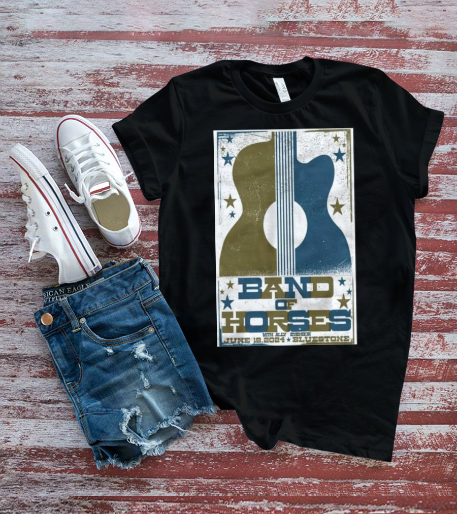 Band Of Horses June 18 2024 The Bluestone Columbus Guitar Stars T-Shirt