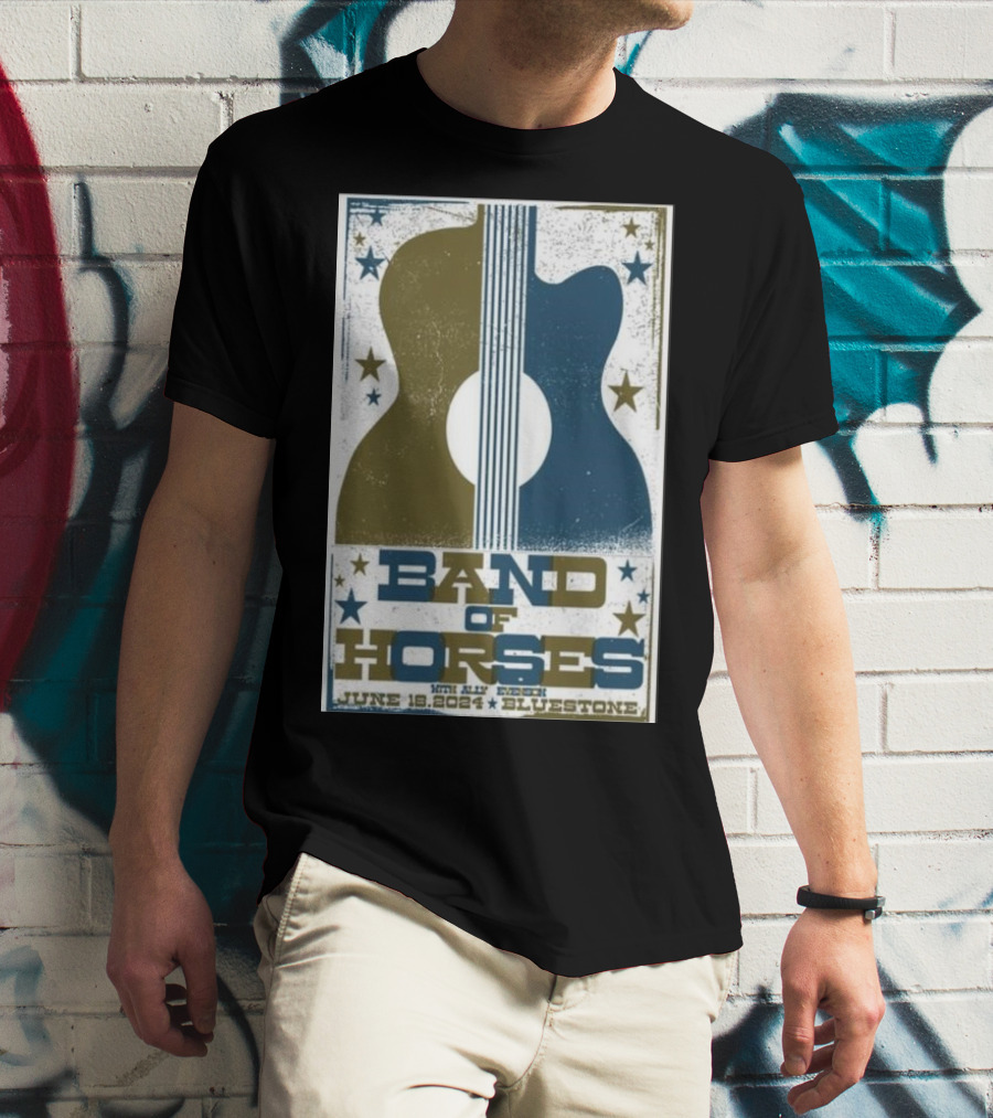 Band Of Horses June 18 2024 The Bluestone Columbus Guitar Stars T-Shirt