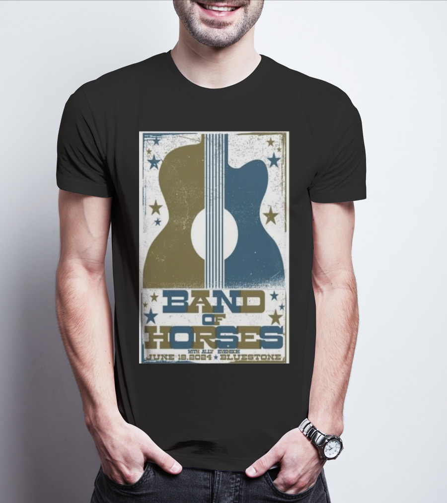 Band Of Horses June 18 2024 The Bluestone Columbus Guitar Stars T-Shirt