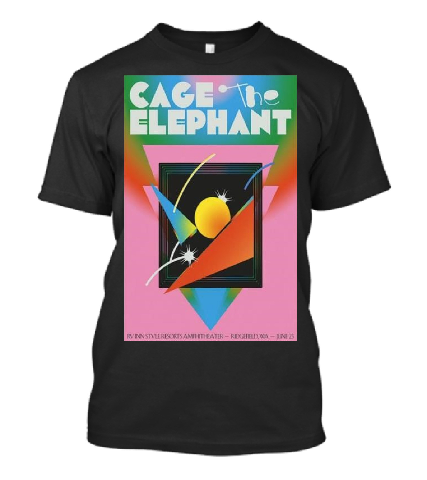 Cage The Elephant June 23 2024 RV Inn Style Resorts Amphitheater Ridgefield WA Vibrant Geometric T-Shirt