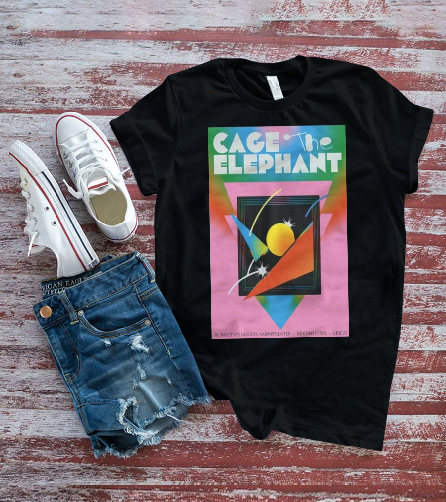 Cage The Elephant June 23 2024 RV Inn Style Resorts Amphitheater Ridgefield WA Vibrant Geometric T-Shirt