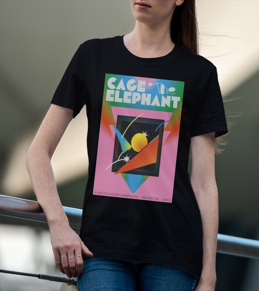 Cage The Elephant June 23 2024 RV Inn Style Resorts Amphitheater Ridgefield WA Vibrant Geometric T-Shirt