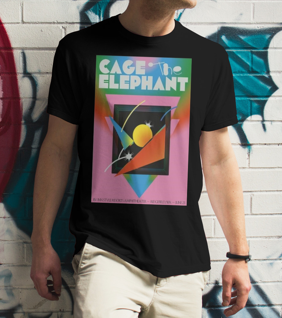Cage The Elephant June 23 2024 RV Inn Style Resorts Amphitheater Ridgefield WA Vibrant Geometric T-Shirt