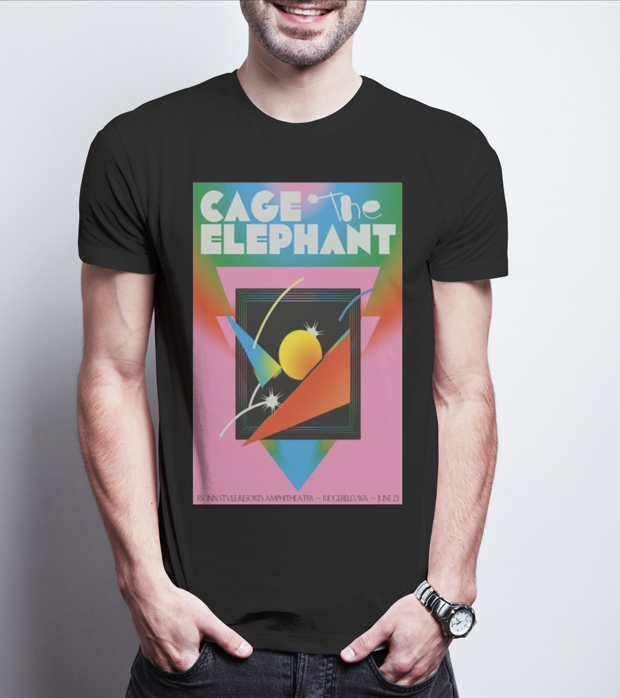 Cage The Elephant June 23 2024 RV Inn Style Resorts Amphitheater Ridgefield WA Vibrant Geometric T-Shirt