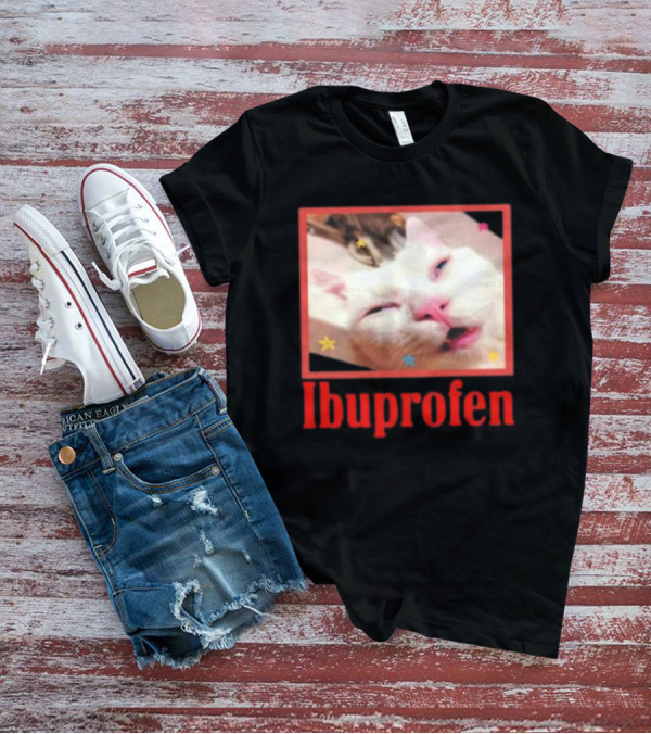 Ibuprofen Meme Cat With Distorted Face And Stars T-Shirt