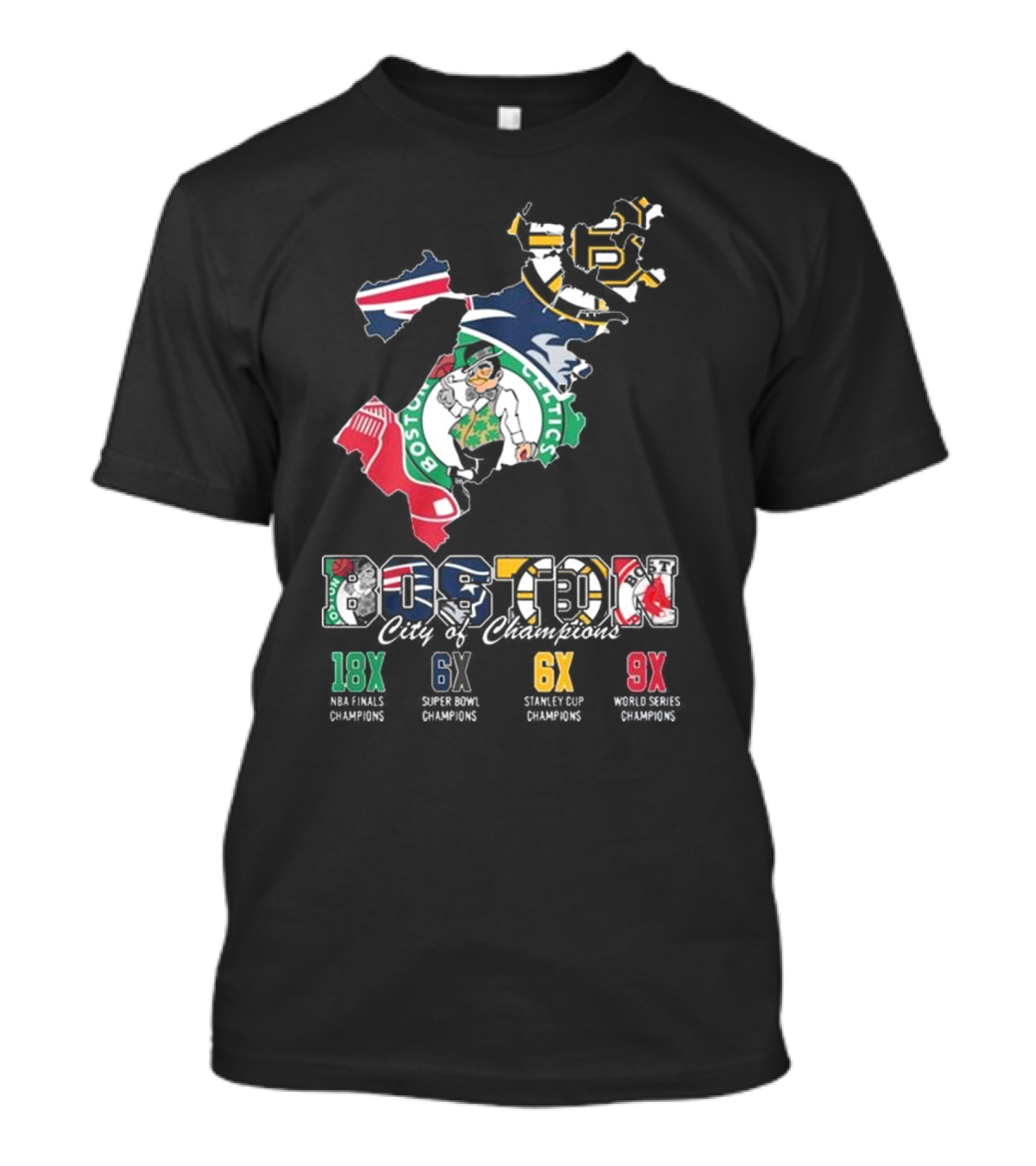 Boston City Of Champions 18X NBA Finals 6X Super Bowl 6X Stanley Cup 9X World Series T-Shirt