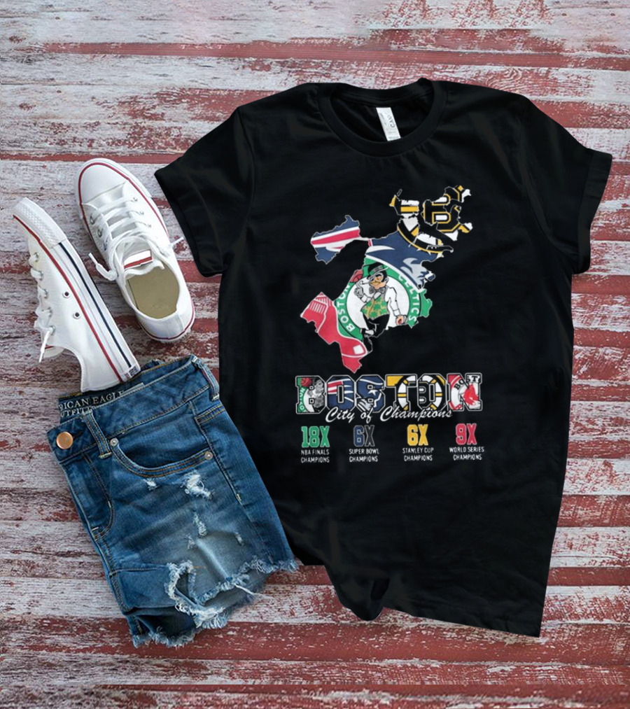 Boston City Of Champions 18X NBA Finals 6X Super Bowl 6X Stanley Cup 9X World Series T-Shirt