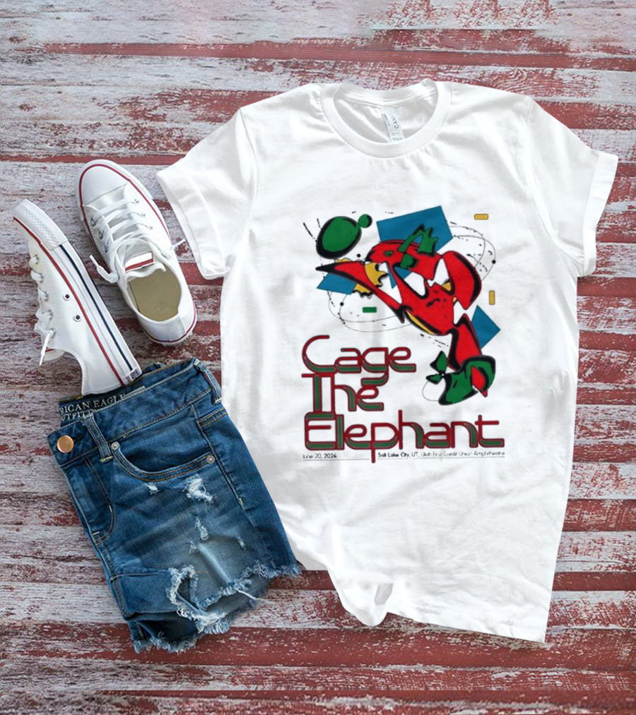 Cage The Elephant Salt Lake City Utah First Credit Union Amphitheatre June 20 Colorful Abstract T-Shirt