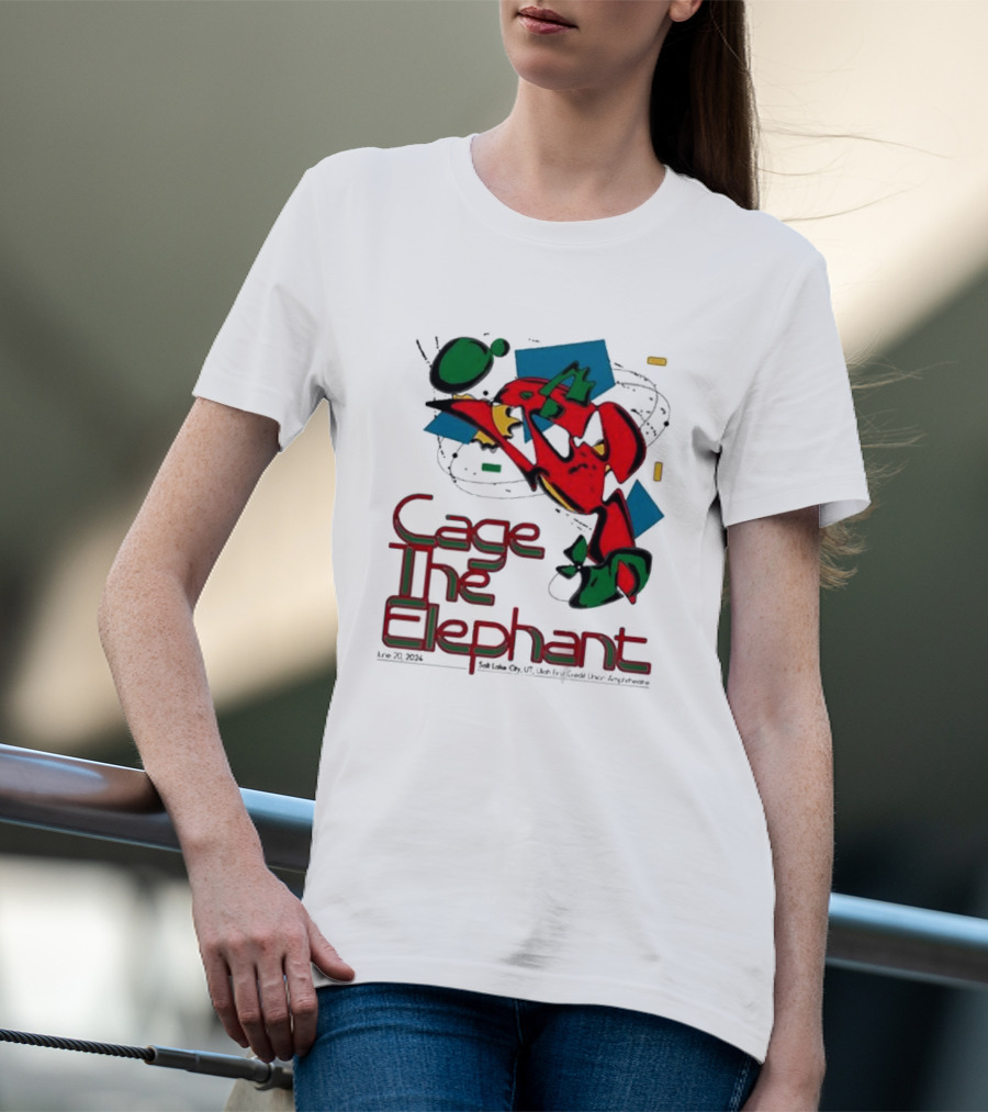 Cage The Elephant Salt Lake City Utah First Credit Union Amphitheatre June 20 Colorful Abstract T-Shirt