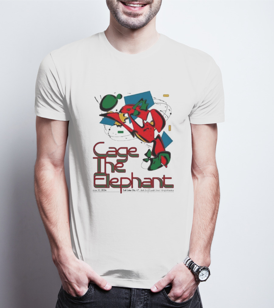 Cage The Elephant Salt Lake City Utah First Credit Union Amphitheatre June 20 Colorful Abstract T-Shirt