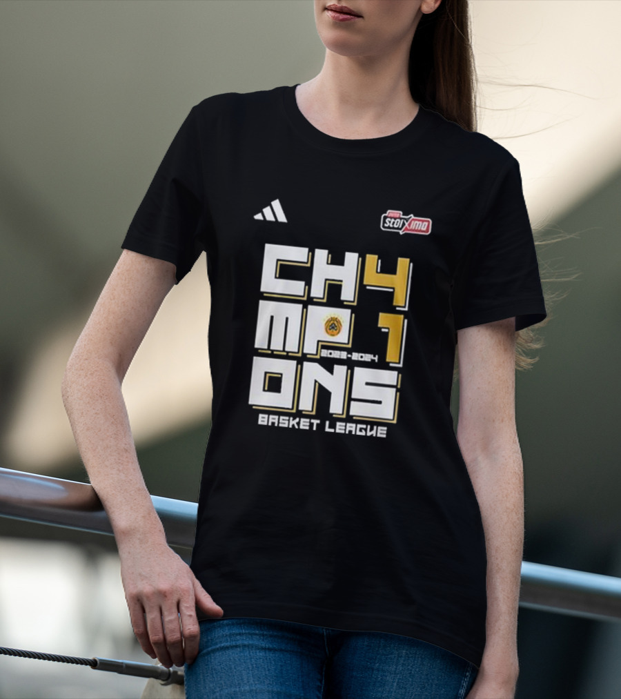 CH4MP10NS 2023-2024 Basket League Panathinaikos BC Stoixima T-Shirt