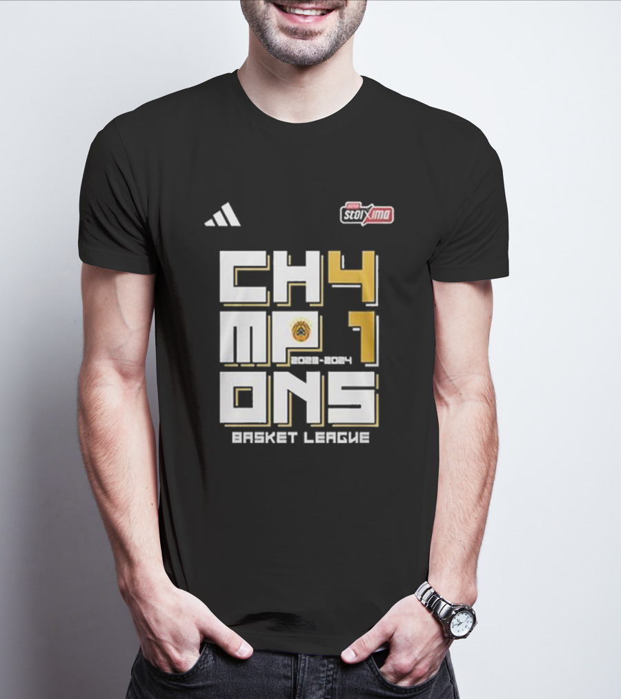 CH4MP10NS 2023-2024 Basket League Panathinaikos BC Stoixima T-Shirt