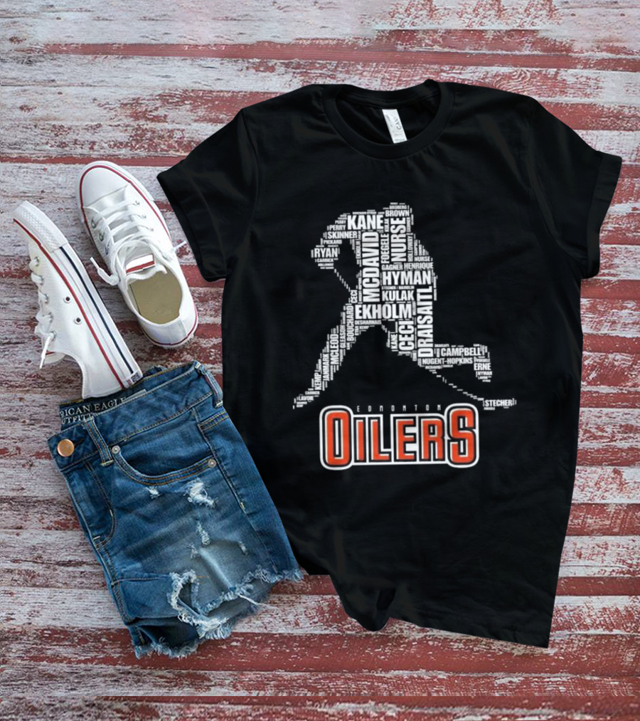 Edmonton Oilers McDavid Draisaitl Kane Hyman 2024 Stanley Cup Skating Challenge T-Shirt
