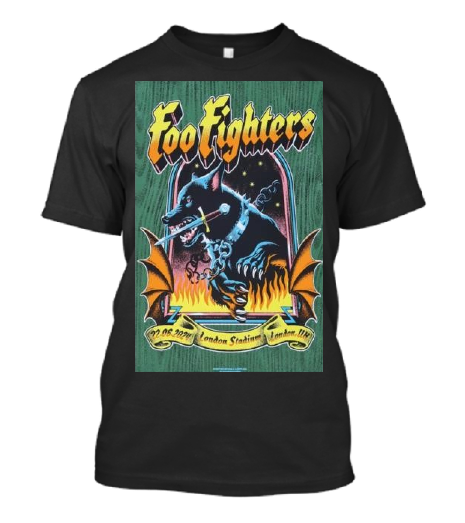 Foo Fighters 22.06.2024 London Stadium UK Wolf And Flames T-Shirt