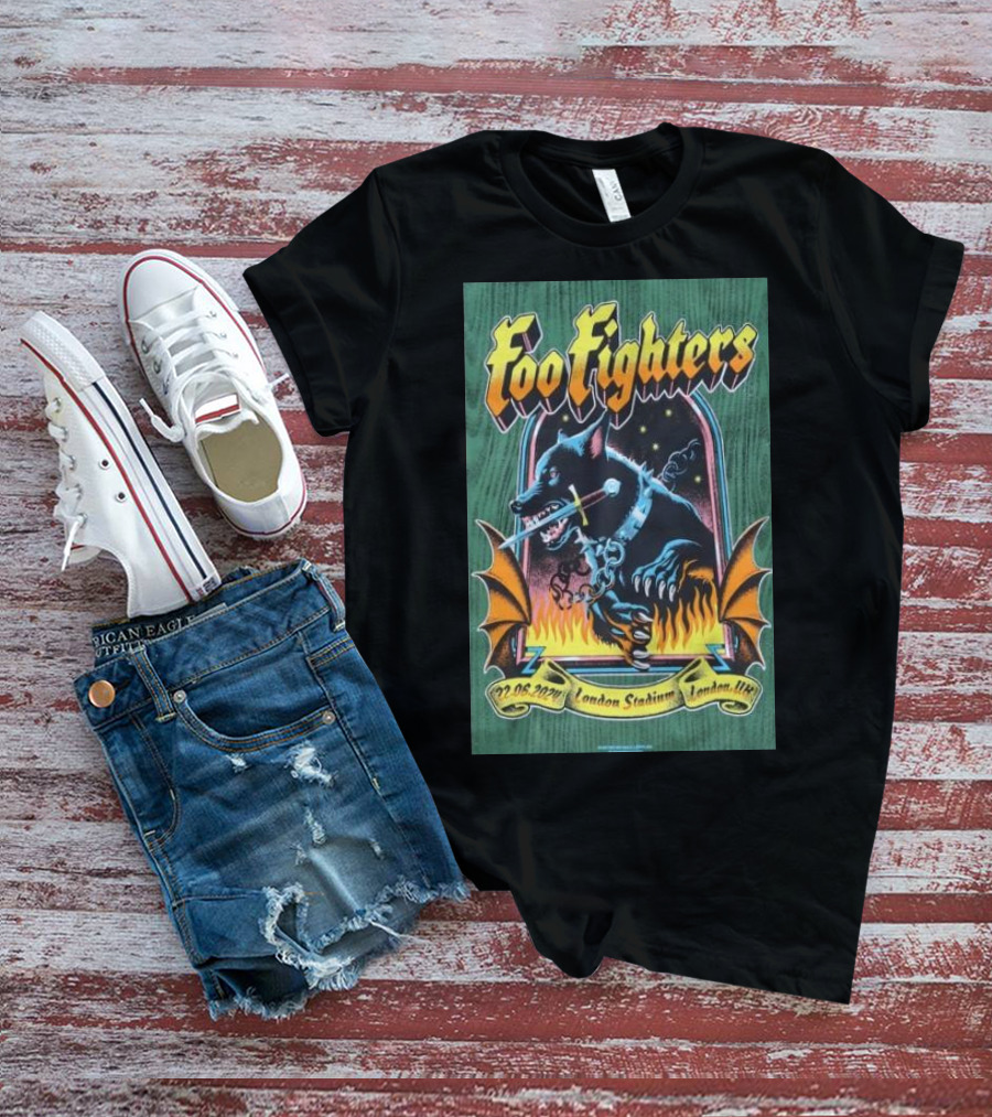 Foo Fighters 22.06.2024 London Stadium UK Wolf And Flames T-Shirt