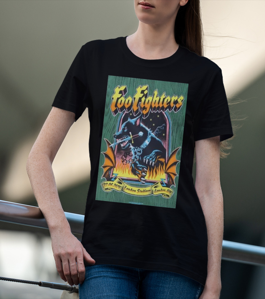Foo Fighters 22.06.2024 London Stadium UK Wolf And Flames T-Shirt