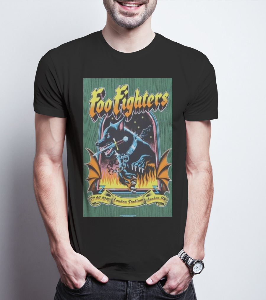 Foo Fighters 22.06.2024 London Stadium UK Wolf And Flames T-Shirt