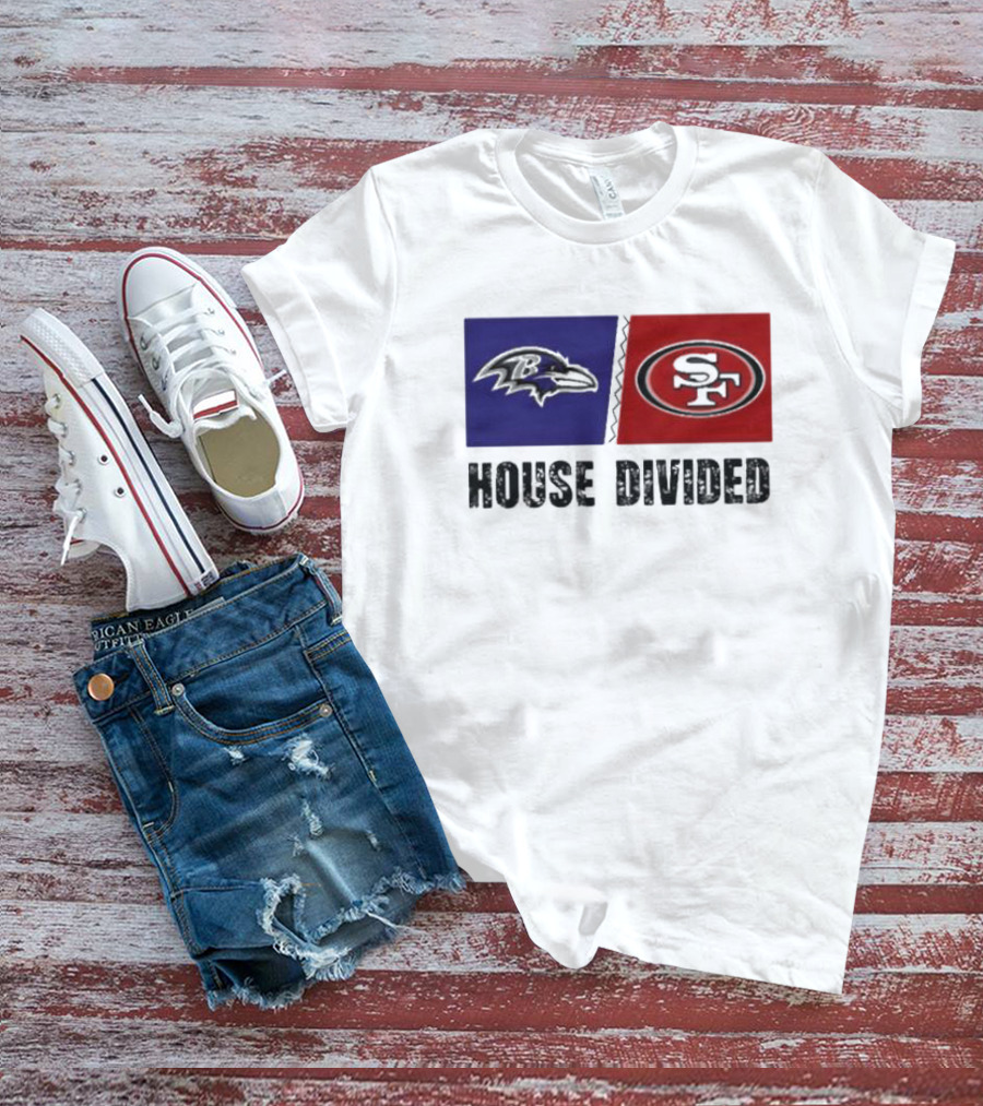 Baltimore Ravens Vs San Francisco 49Ers House Divided 2024 Showdown T-Shirt