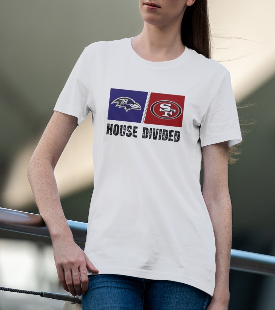 Baltimore Ravens Vs San Francisco 49Ers House Divided 2024 Showdown T-Shirt