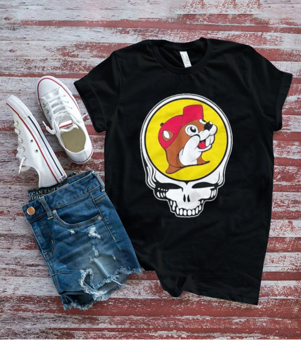 Buc-ee's Beaver In Grateful Dead Skull T-Shirt