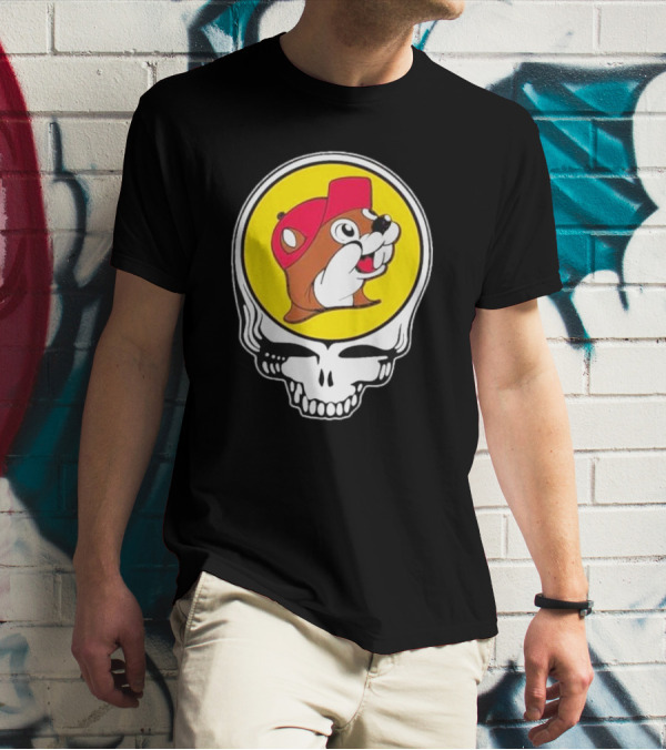 Buc-ee's Beaver In Grateful Dead Skull T-Shirt