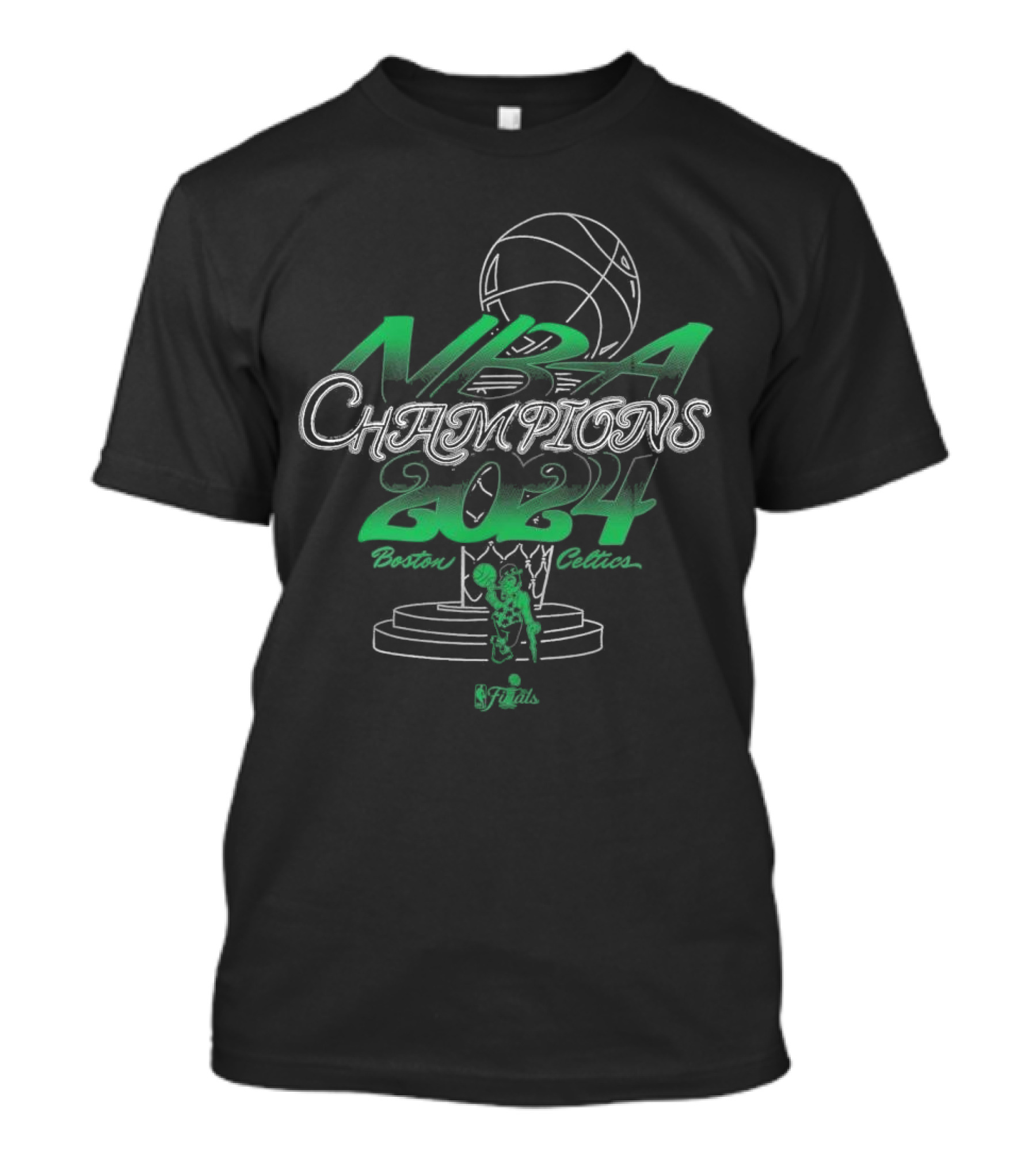 NBA Champions 2024 Boston Celtics Fadeaway Wash Trophy Basketball T-Shirt
