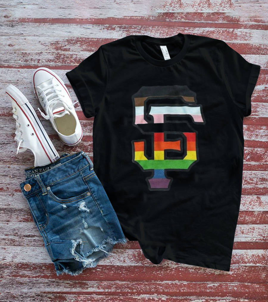 SF Giants Pride Logo With Inclusive Rainbow Colors T-Shirt