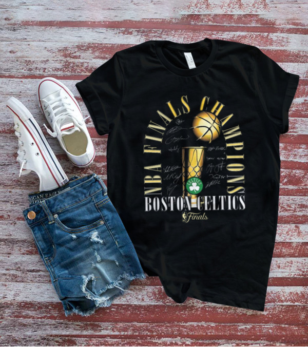 Boston Celtics 2024 NBA Finals Champions Signatures Trophy T-Shirt