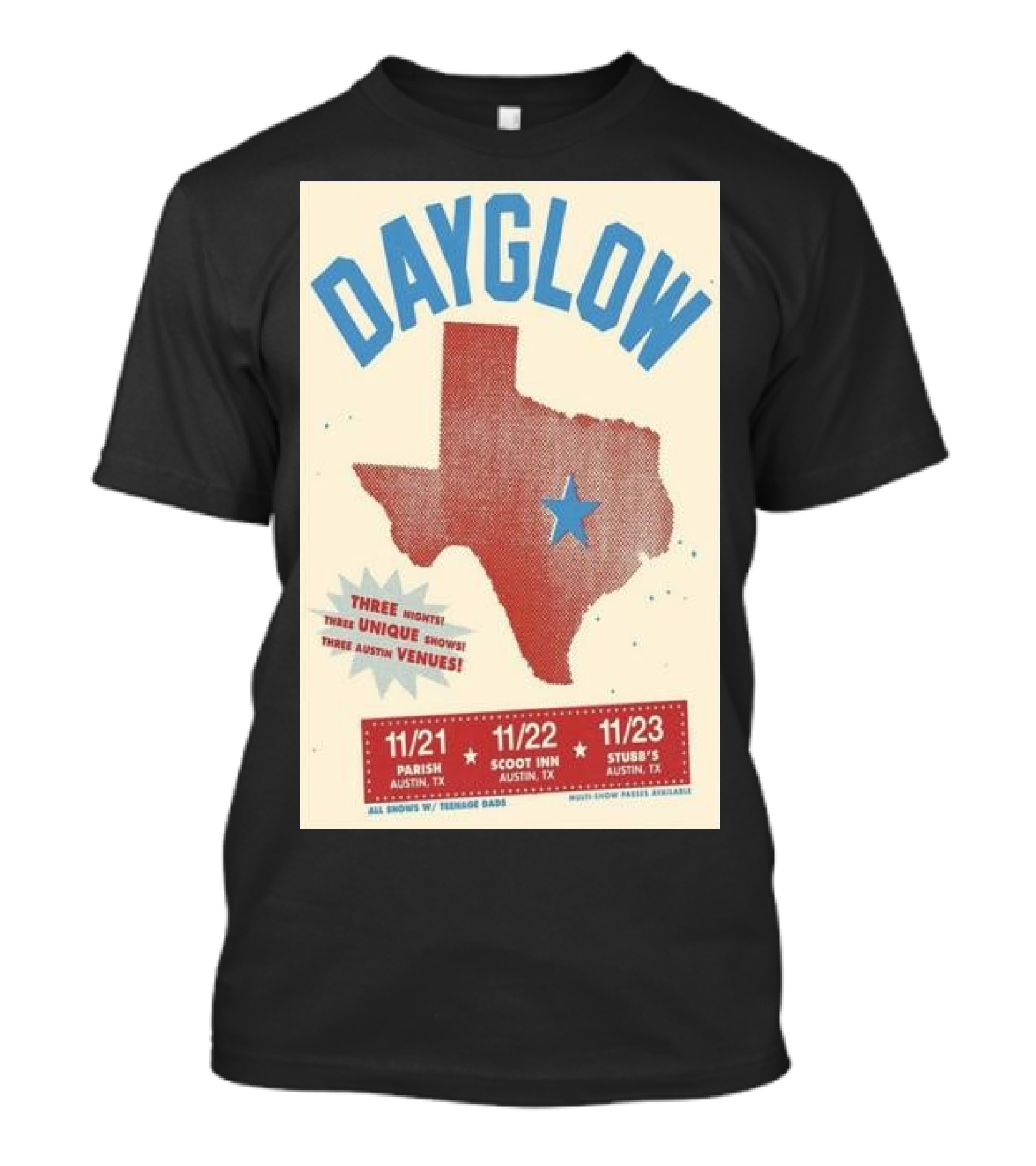Dayglow Texas Tour Austin Parish Scoot Inn Stubbs November 21-23 T-Shirt