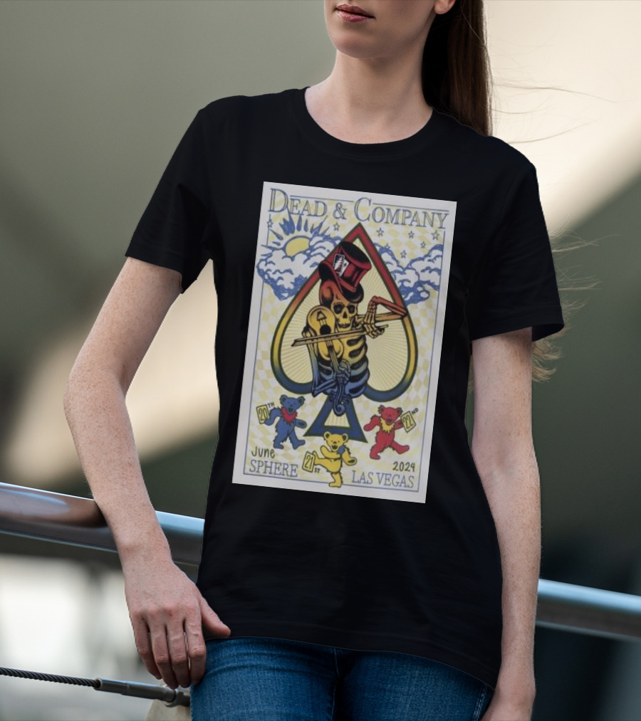 Dead And Company June 20-22 2024 Sphere Las Vegas Spade Skeleton Bears T-Shirt