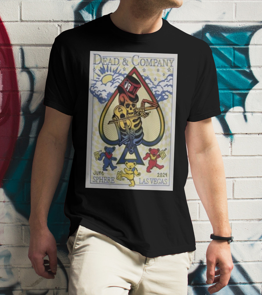 Dead And Company June 20-22 2024 Sphere Las Vegas Spade Skeleton Bears T-Shirt