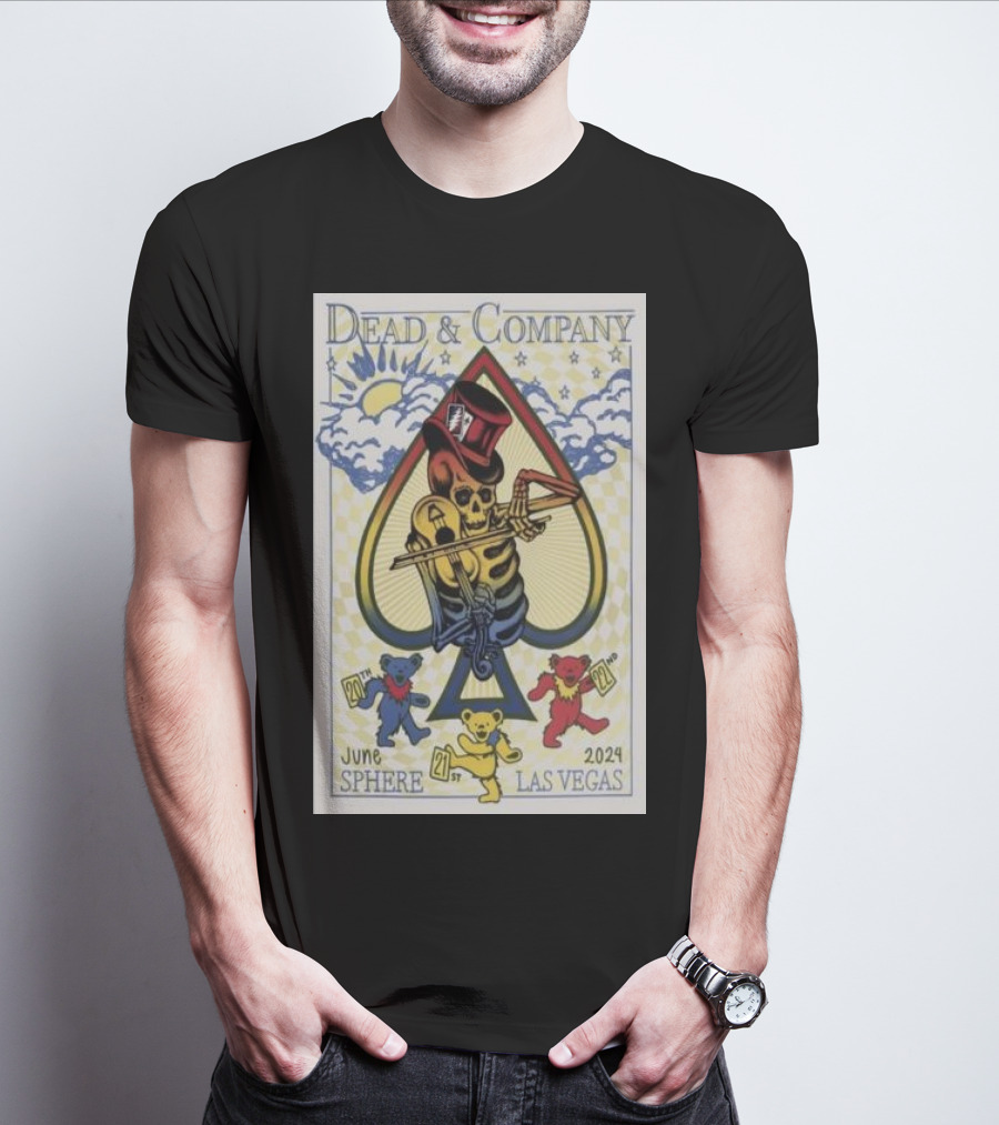 Dead And Company June 20-22 2024 Sphere Las Vegas Spade Skeleton Bears T-Shirt