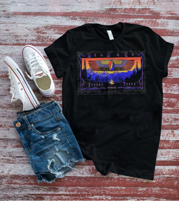Dead And Company Sphere Las Vegas June 22 2024 Desert Mountains And Cacti With Skull Lightning Wings T-Shirt