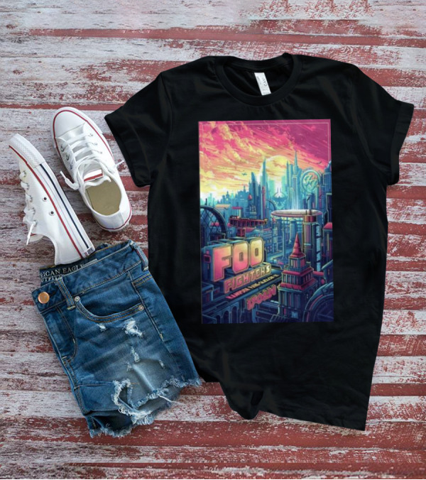 Foo Fighters Hampden Park June 17 2024 Futuristic Cityscape Concert T-Shirt
