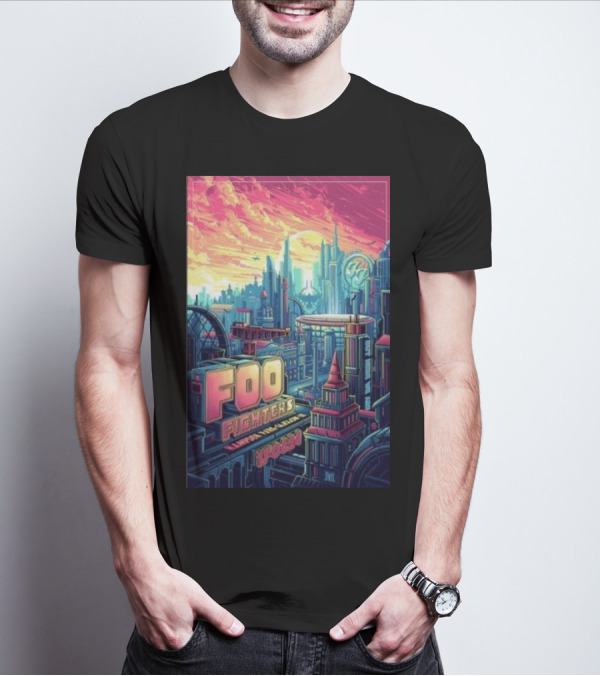 Foo Fighters Hampden Park June 17 2024 Futuristic Cityscape Concert T-Shirt