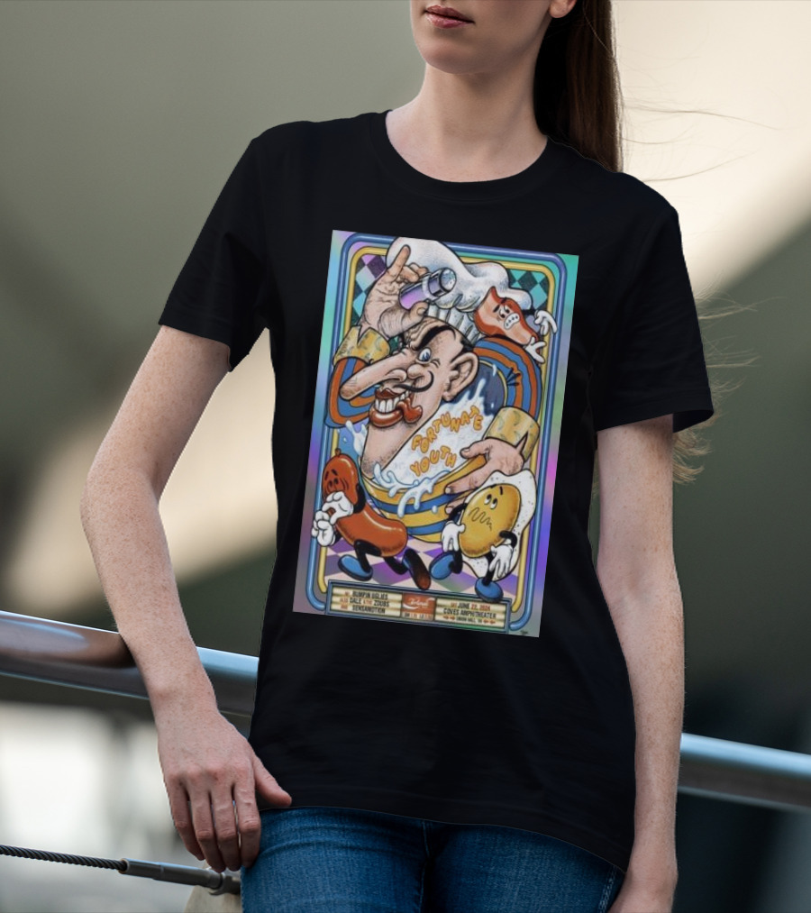 Fortunate Youth Live June 22 2024 The Coves Amphitheater Union Hall VA Trippy Cartoon T-Shirt