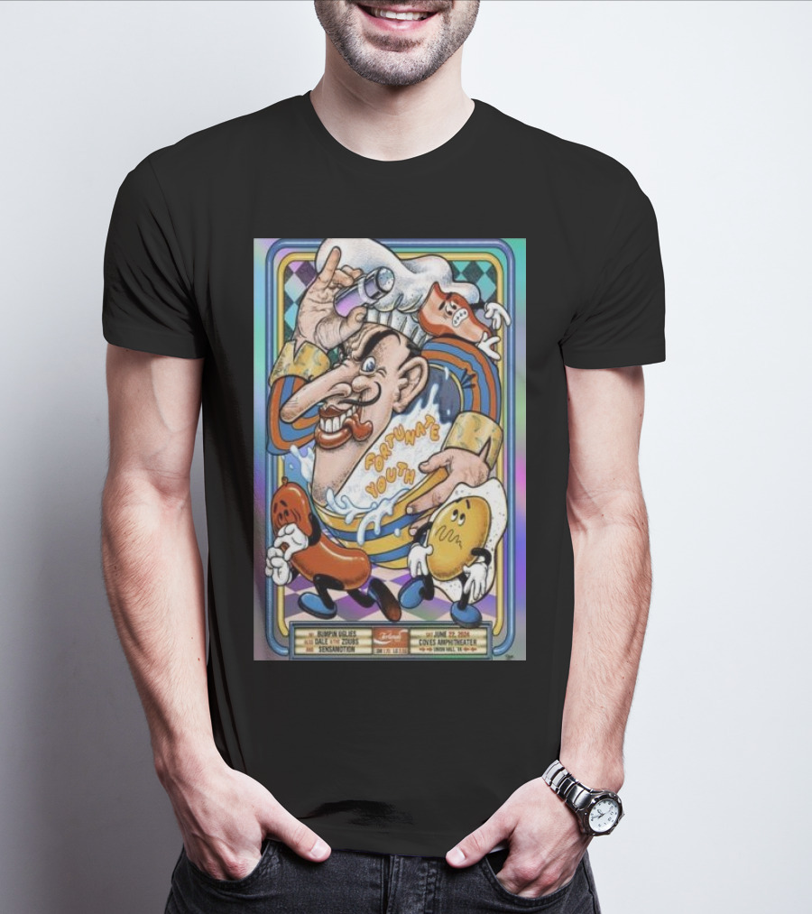 Fortunate Youth Live June 22 2024 The Coves Amphitheater Union Hall VA Trippy Cartoon T-Shirt
