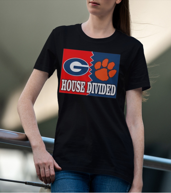 Georgia Bulldogs Vs Clemson Tigers House Divided Rivalry T-Shirt
