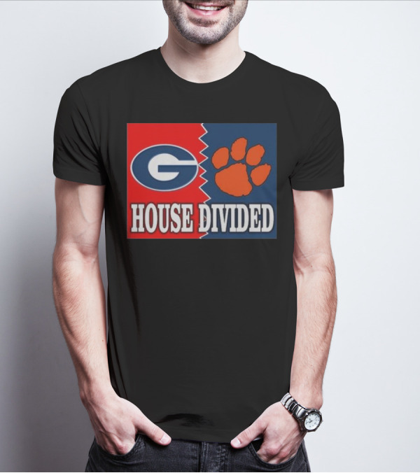 Georgia Bulldogs Vs Clemson Tigers House Divided Rivalry T-Shirt