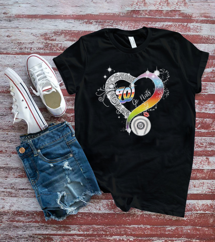 70 Go Nats Heart Diamonds Baseball T-Shirt