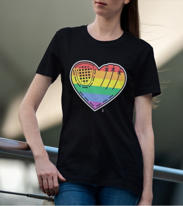 Pride Rainbow Baseball Glove Heart T-Shirt